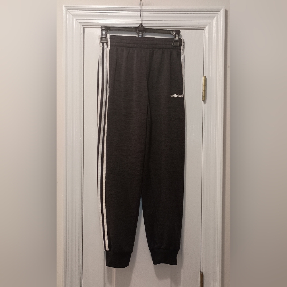 Adidas Youth Three Strip Charcoal Joggers size 10-12